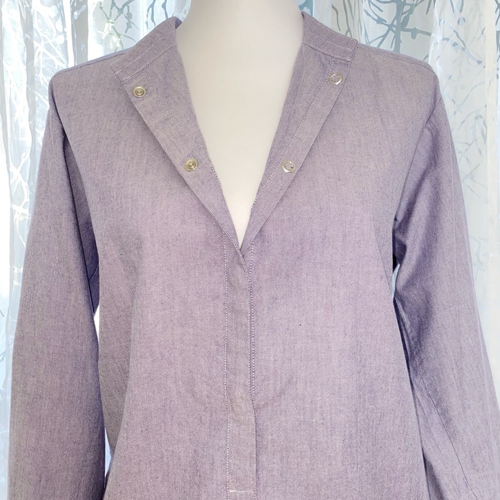 HUMANOID chambray blue button up long sleeve relax fit shirt dress - Picture 3 of 10